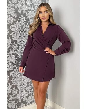 Purple wrap dress long sleeve hot sale