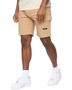 Crosshatch Utilate Elasticated Waist Cargo Shorts Cotton - Natural
