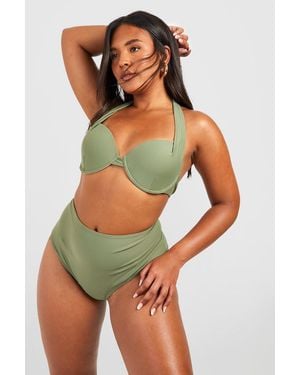 Boohoo Plus Curve Enhance Smoothing Underwire Bikini - White