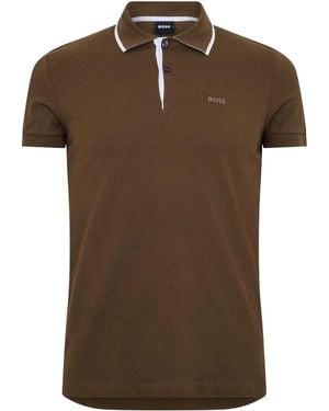 BOSS Firenze Short-Sleeved Polo Shirt Cotton - Brown