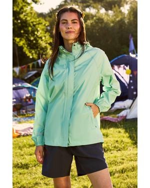 Mountain Warehouse 'Pakka' Packable Jacket Waterproof Breathable Adjustable Hood Rain Coat Polyamide - Green
