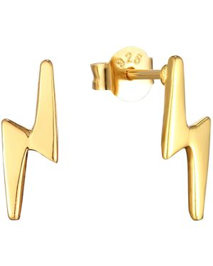 SEOL + GOLD 18Ct Vermeil Plain Lightning Studs - Metallic