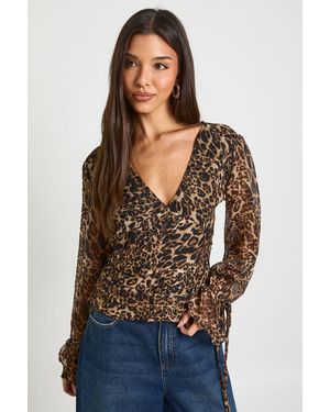 Boohoo Chiffon Tie Cuff Blouse - Black