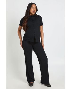 Boohoo Maternity Soft Knit Button Cardigan & Wide Leg Trouser - Blue