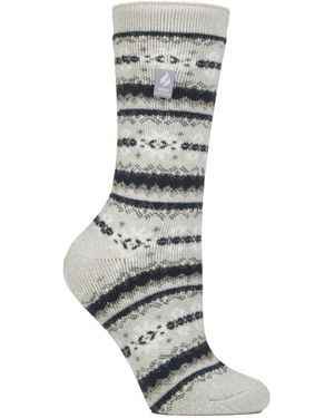 Heat Holders Ladies Thermal Lite Patterned Socks For Winter - Grey