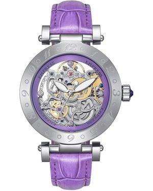 Empress Theodora Automatic Leather-Band Watch - Purple