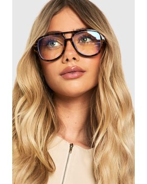 Boohoo Oversized Retro Aviator Light Glasses - Brown