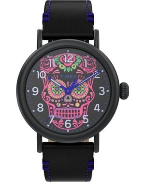 Timex Waterbury Standard Dia De Los Muertos Watch Tw2V67600 Leather (Archived) - Black