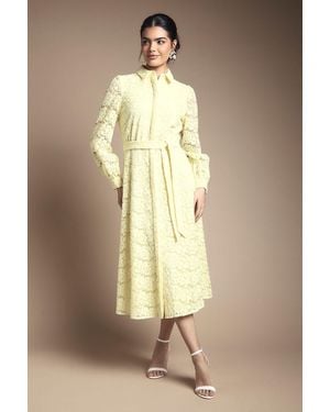 Wallis Embroidered Floral Organza Shirt Midi Dress - Natural