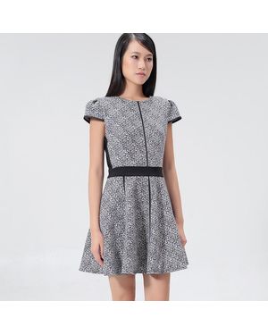 Smart & Joy Geometrische Print Skaterjurk En Trui Garnering - Grijs