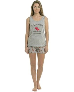 Kisses&Love Summer Pyjamas With Wide Straps, Cotton Kl45250 - Grey