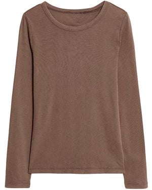 Secret Label Ribbed Long Sleeve Top - Brown