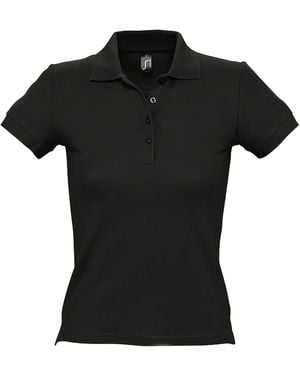 Sol's Ladies People Pique Short Sleeve Cotton Polo Shirt - Black