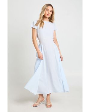 Boohoo Petite Textured Volume Skirt Midaxi Dress - White