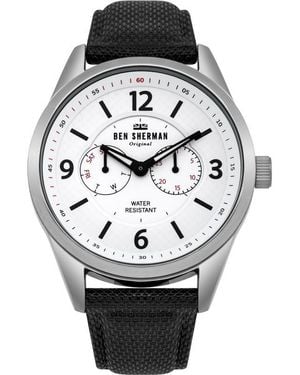 Ben Sherman Black Leather Watch - Metallic
