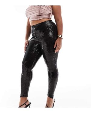 Yours Sequin Leggings - Black