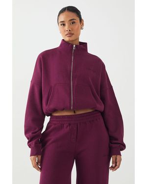 DSGN Studio Embroidery Zip Through Funnel Neck Bomber - Red