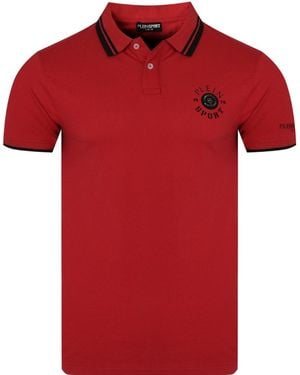 Philipp Plein Twin Tipped Collar Tiger Design On Back Polo Shirt Cotton - Red