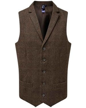 PREMIER Herringbone Waistcoat - Brown