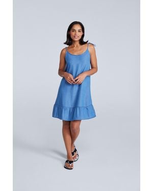 Mountain Warehouse 'Sofia' Chambray Beach Dress Breathable Summer Outfit Lyocell - Blue