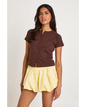 Boohoo Puffball Cotton Shorts - Brown