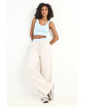 DSGN Studio Script Embroidered Straight Leg Jogger - White