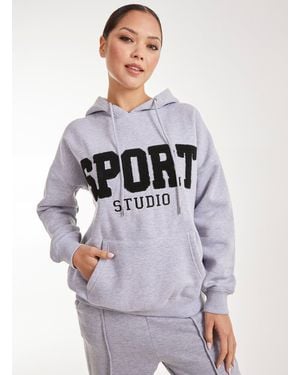 Pink Vanilla Sport Studio Textured Hoodie - Grey