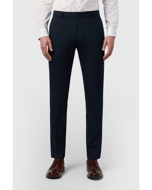 Limehaus Flat Fronted Skinny Suit Trousers - Blue