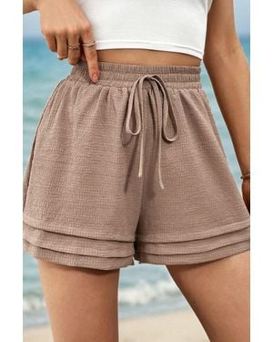 Everyday the Label Layered Hem Drawstring Shorts - Natural