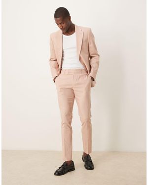 ASOS Linen Blend Slim Suit Trousers - Natural