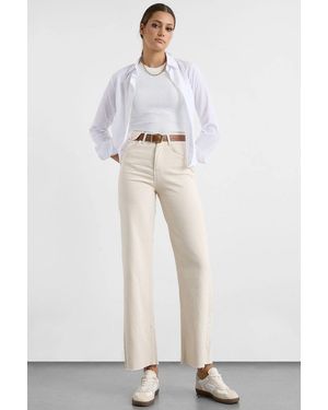 Hiccup High-Waist Denim Trousers With Belt - Natural