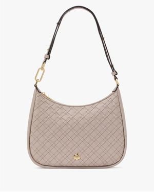 Kate Spade Kayla Woven Leather Large Shoulder Bag - Grey