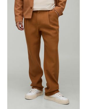 BoohooMAN Straight Fit Brushed Trousers - Brown