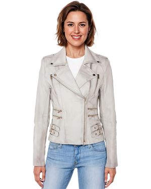 Infinity Leather Brando Biker Jacket-Constantia Lamb Leather - White