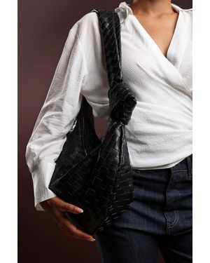 Where's That From Wheres 'Aqua' Knotted Strap Woven Shoulder Bag - Brown