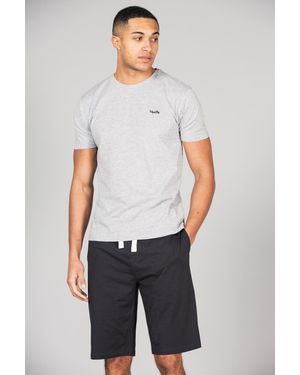 Tokyo Laundry Cotton 2-Piece Short Sleeve Top And Jersey Shorts Loungewear Set - Grey