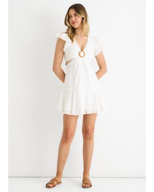 Gini London Cotton Cutout Broderie Mini Dress - White
