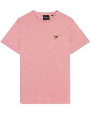 Lyle & Scott Pocket On Chest Palm T-Shirt Cotton - Pink