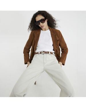 River Island Pale Denim Barrel Jeans - Natural