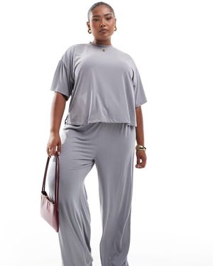 Pieces Plus Curve Slinky Super Soft Wide Leg Trouser Co-Ord - Grey