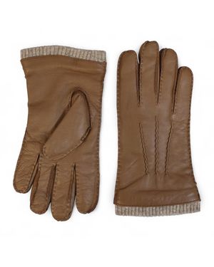 Infinity Leather Italian Warm Wool Lining Winter Riding Driving Casual Gloves - Brown