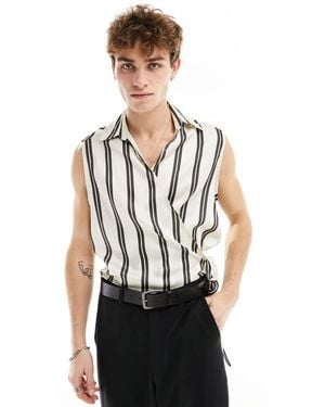 ASOS Boxy Deep Revere Wrap Tie Shirt - White