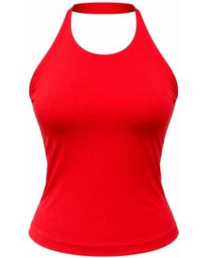 MixRay Backless Halterneck Knit Blouse - Red