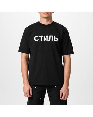 Heron Preston Regular Fit Crew Neck Lettering T-Shirt - Black