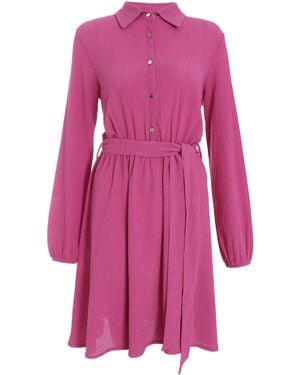 Quiz Shirt Mini Dress Nylon - Pink