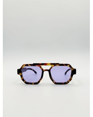 SVNX Angular Navigator Style Sunglasses - Blue