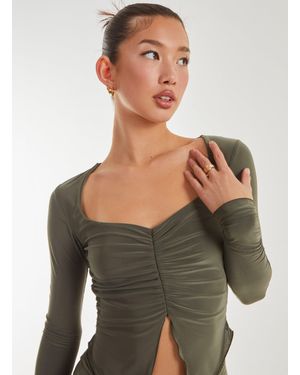 Pink Vanilla Slinky Ruched Butterfly Top - Green
