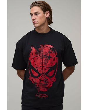 BoohooMAN Oversized Spiderman Classic License Print T-Shirt - Red