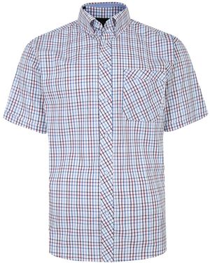 KAM Jeanswear Kam Big And Tall Check Half Sleeve Shirt - Blue