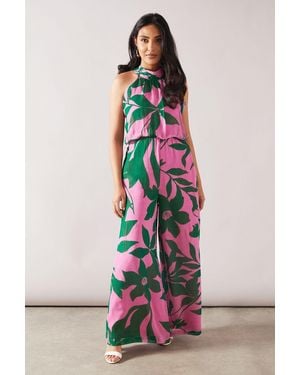 Wallis Petite Viscose Floral Printed Jumpsuit - White